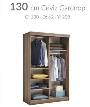 Carla Home Çam 130 Cm Sürgülü Dolap
